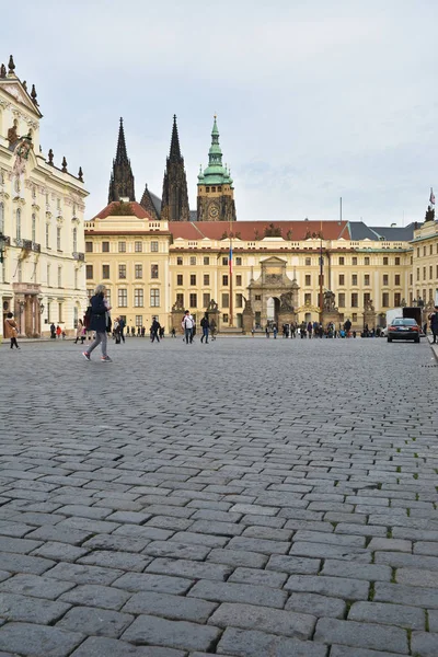 Residência Presidente Checo Castelo Praga Praça Frente Palácio Presidencial — Fotografia de Stock