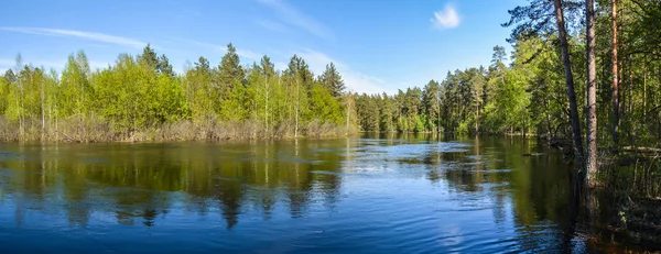 Lente Panoramisch Water Landschap Van Centraal Rusland Panorama Van Rivier — Stockfoto
