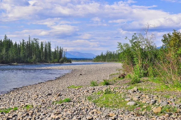 Floden Muksun Putorana Platån Sommar Vatten Landskap Taimyr Sibirien Ryssland — Stockfoto