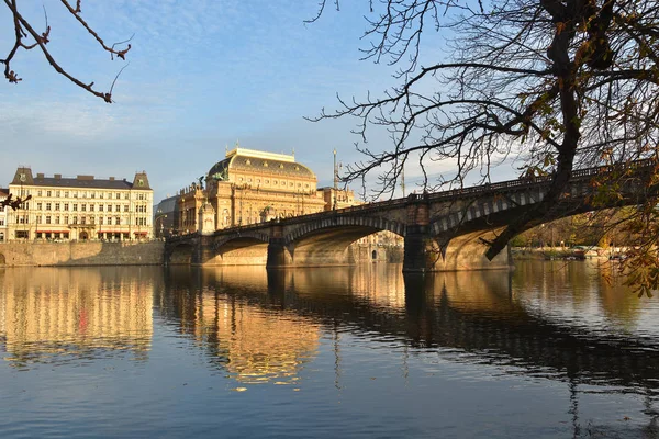 Théâtre National Prague Remblai Vltava Dans Capitale République Tchèque — Photo