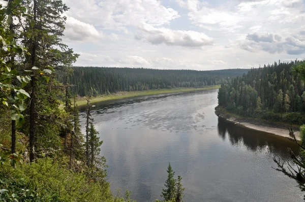 Widok Rzekę Shchugor Górze Park Narodowy Yugid Północnego Uralu — Zdjęcie stockowe