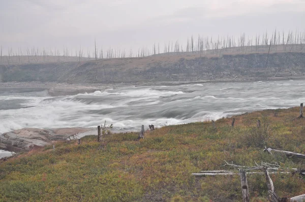 Kuzey River Rapids Nehir Bankalar Tundra Taimyr Yarımadası Ile — Stok fotoğraf