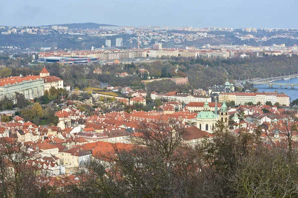 Panorama Pragi Zobacz Stolicy Republiki Czeskiej Platformy Obserwacyjnej Novo Mesto — Zdjęcie stockowe