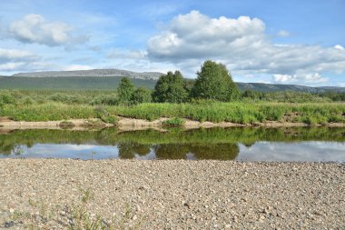 Yaz aylarında Milli Parkı Yugyd Va Kuzey Urallarda. Unesco Dünya Mirası site Virgin Komi ormanların nesne.