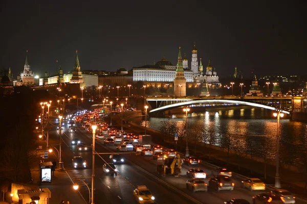 Moskauer Fluss Und Moskauer Kreml Stadtlandschaft Der Russischen Hauptstadt Bei — Stockfoto