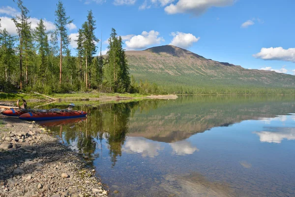 Morning Lake Summer Landscape Northern Lakes Putorana Plateau Russia — Stock Photo, Image