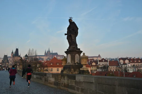 Dawn Charles Bridge Prague Morning Czech Capital — Stock Photo, Image