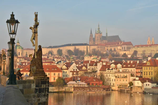 Amanhecer Ponte Charles Praga Manhã Capital Checa — Fotografia de Stock