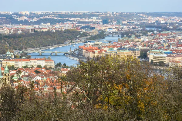 Pohled Prahu Petřína Pohled Shora Hlavního Města České Republiky — Stock fotografie