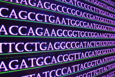 Modern teknoloji: DNA dizilimi. Harf nükleik asitlerdeki nükleotit bazlarının dizilimini simgeler..