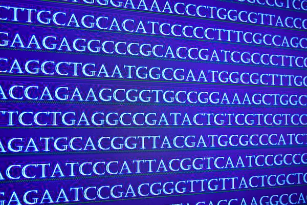 Tecnologia Moderna Sequenciamento Dna Sequência Símbolos Letras Bases Nucleotídeos Ácidos — Fotografia de Stock