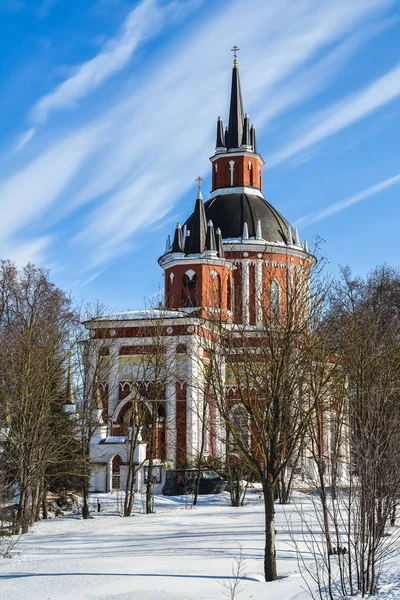 Chiesa Rurale Inverno Periferia Chiesa San Nicola Nel Villaggio Tsarevo — Foto Stock