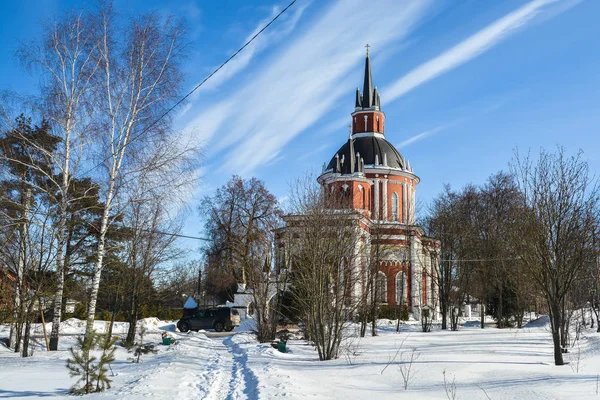 Сельская Церковь Зимой Пригороде Церковь Святого Николая Селе Царево Московской — стоковое фото