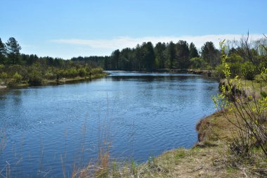 İlkbaharın başlarında nehir manzarası.