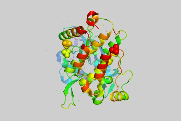 Trojrozměrná krystalová struktura molekuly bílkovin, nádor g — Stock fotografie