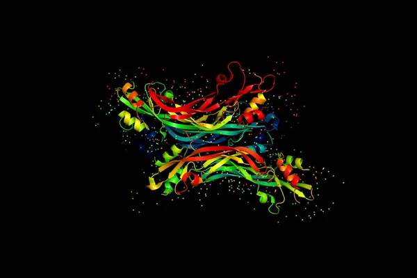 Dreidimensionale Kristallstruktur des Proteinmoleküls Tumor g — Stockfoto