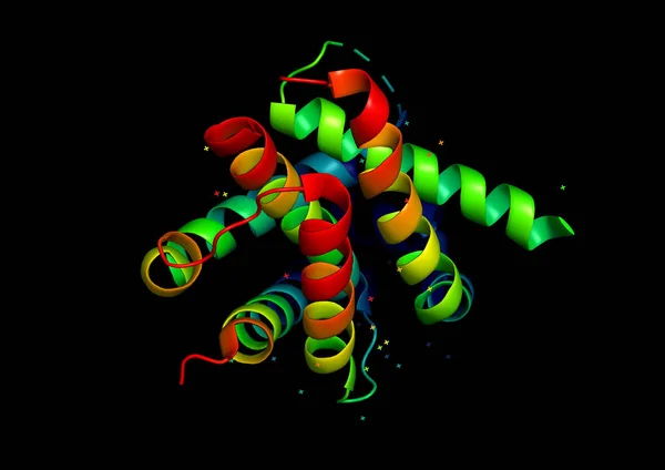 3D-structuur van het eiwit molecuul. — Stockfoto