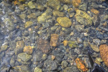 Parlak çakıl nehir altındaki arka plan. 