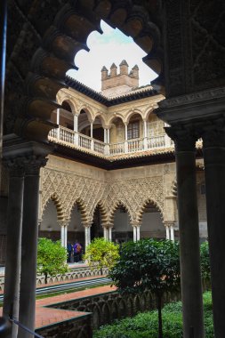 Sevilla 'nın Alcazar' ı. Sevilla 'daki saray kompleksi, İspanyol Endülüs' ü.