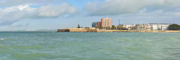 Lungomare Cadice Forte Santa Catalina Panorama Della Città Spagnola Sulla — Foto Stock