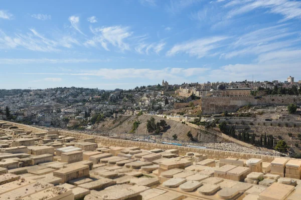 Old City Jerusalem Jewish Cemetery Slope Mount Olives — Stock Photo, Image