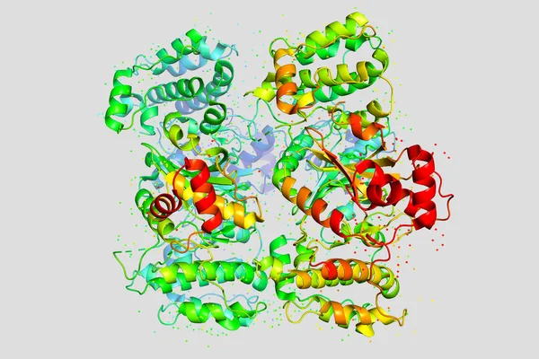 Structuur Van Het Eiwitmolecuul Tumor Marker Glioblastoom Ray Kristallijn Model — Stockfoto