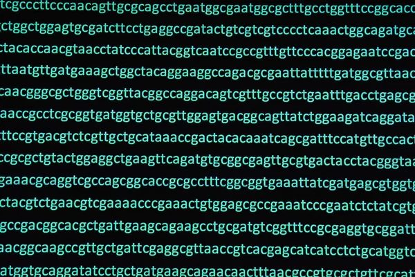 Sequencing the genome. Background on the subject of DNA sequencing, symbols of nucleotide bases on the dark.