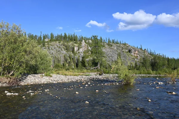 Klippor Lemva River Klippiga Stränder Övre Delarna Floden Subpolära Uralbergen — Stockfoto