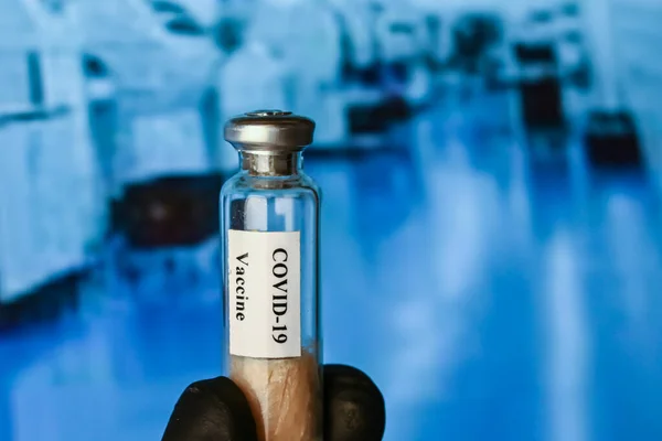 Očkování Proti Koronaviru Covid Injekční Lahvička Suchou Vakcínou Proti Infekci — Stock fotografie