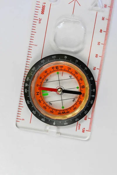 Compass Magnetic Compass Navigation Tool Located White Background — Stock Photo, Image