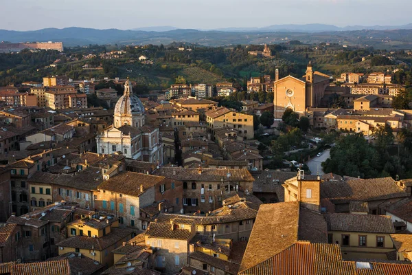 Siena Stadsgezicht Pittoreske Luchtfoto Van Typische Gebouwen Rode Daken Van — Stockfoto