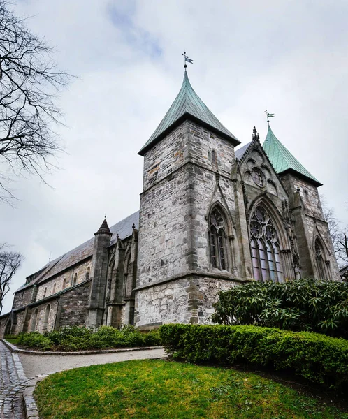 Exterior Famous Stavanger Domkirke Cloudy Spring Day — Stock Photo, Image