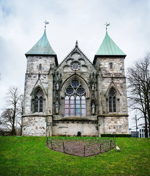 Exterior Famous Stavanger Domkirke Cloudy Spring Day — Stock Photo, Image