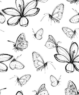 Çiğdem çiçek ve kelebek ile Seamless Modeli