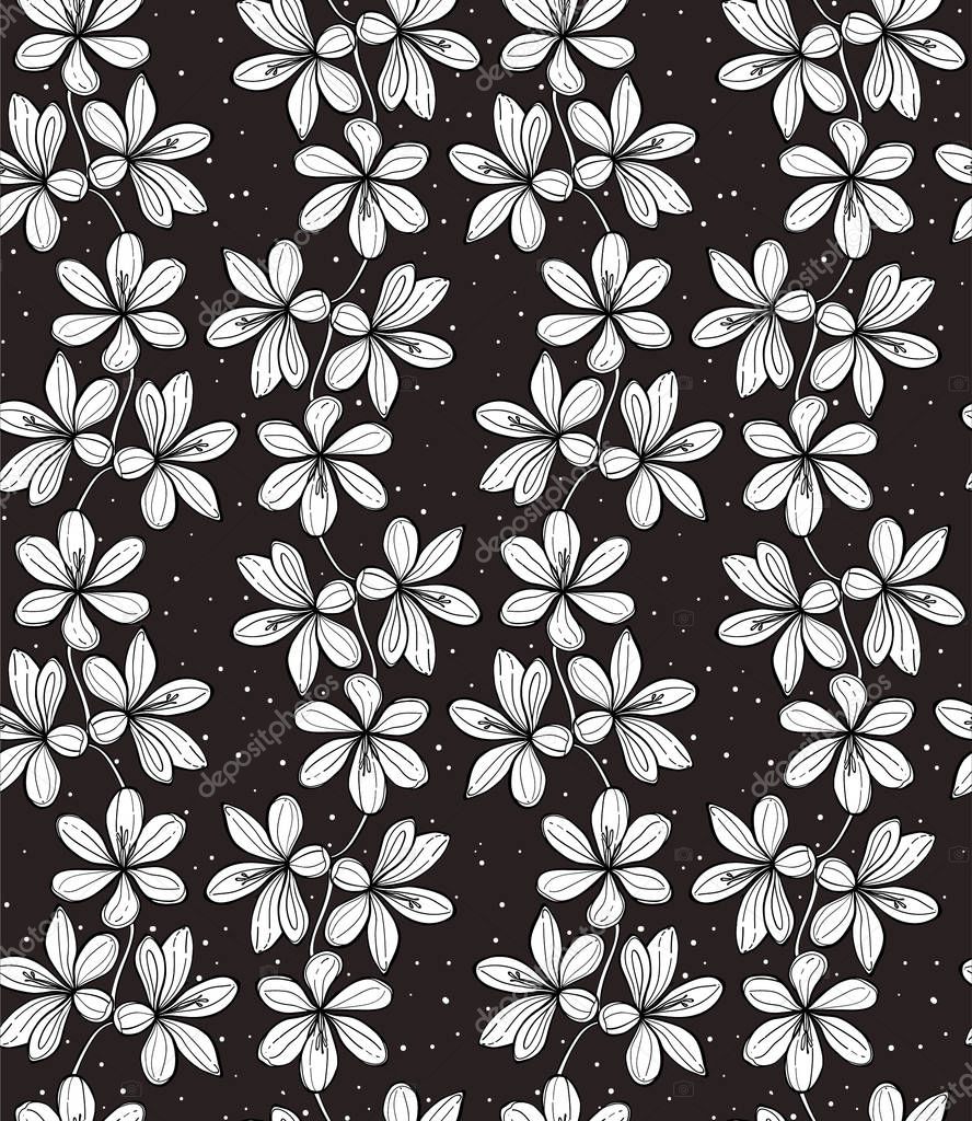 Seamless vector pattern with crocus flowers