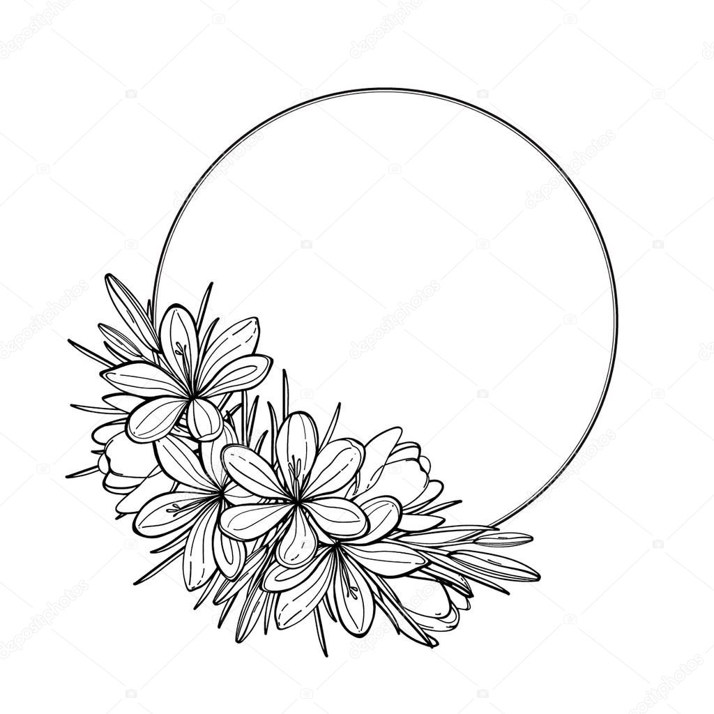 Flowers in circle frame