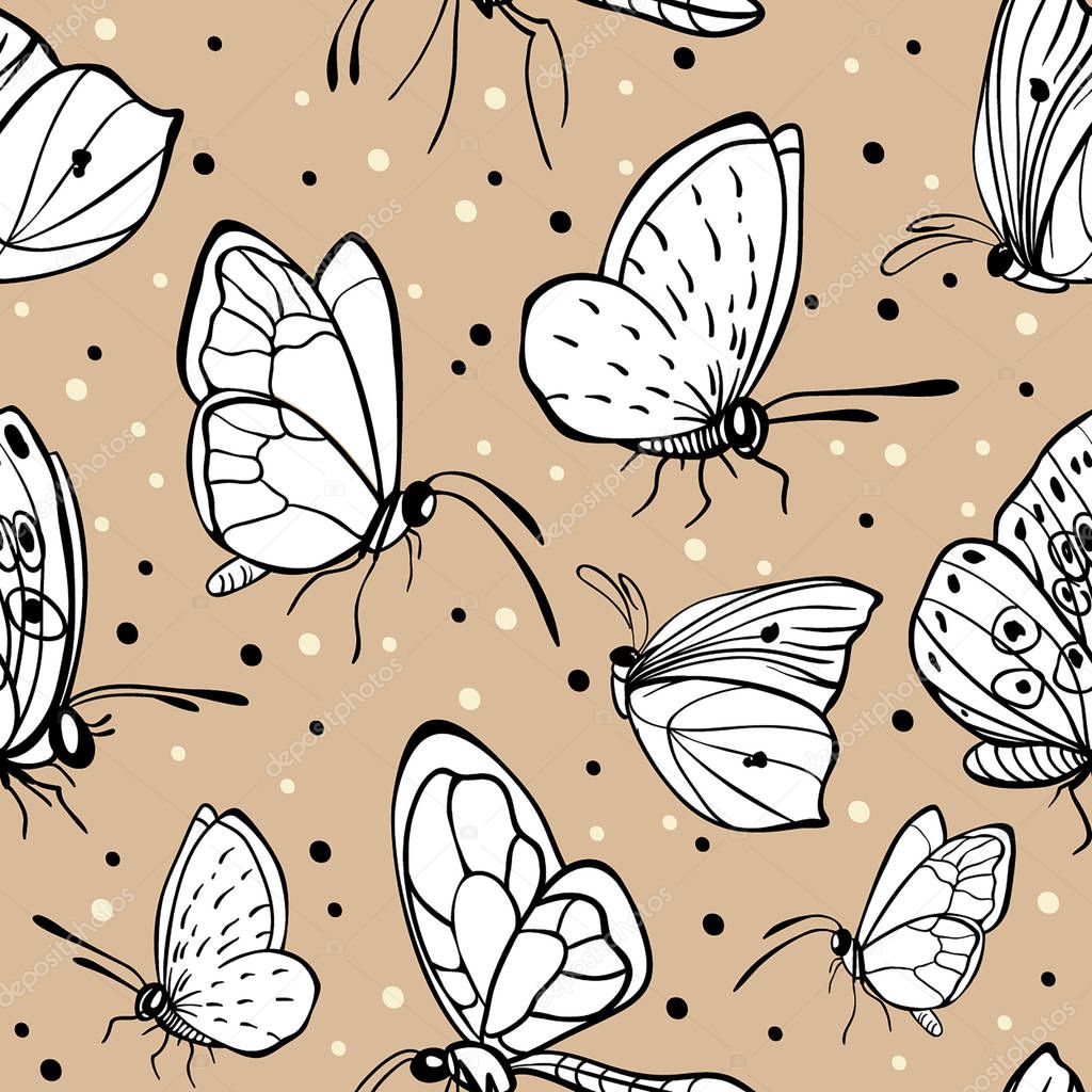 Seamless vector butterfly background