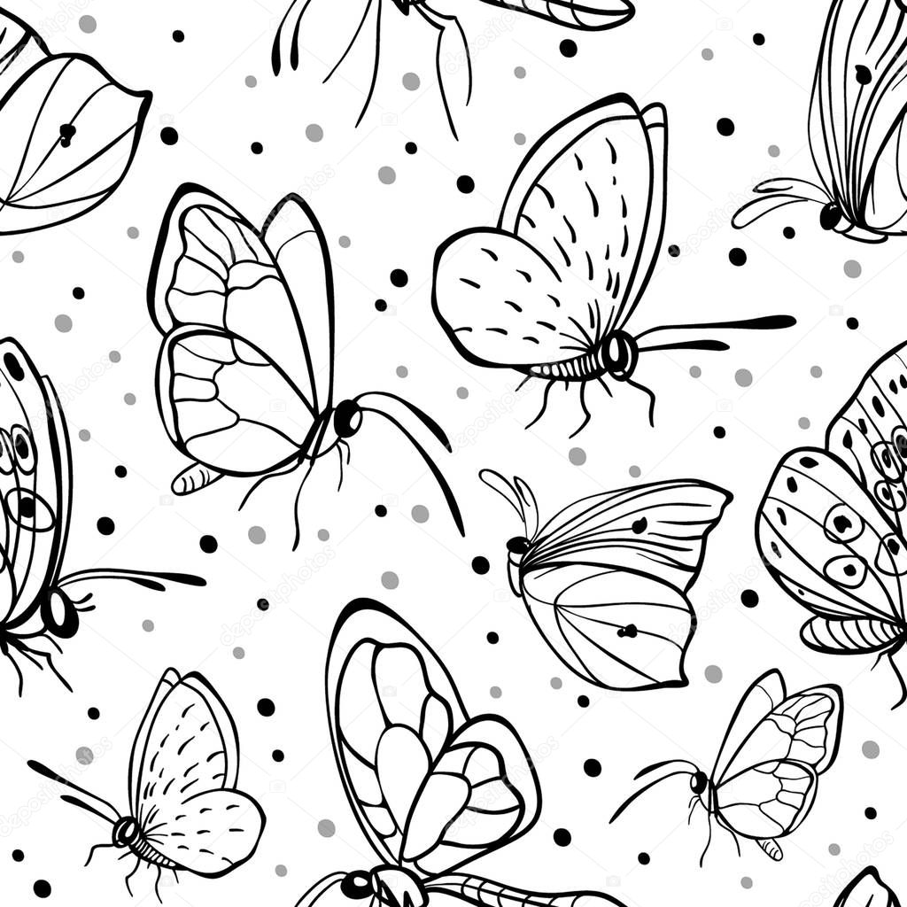 Seamless butterfly background. Vector pattern