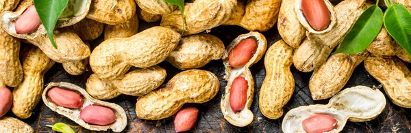 Peanuts with green leaves .