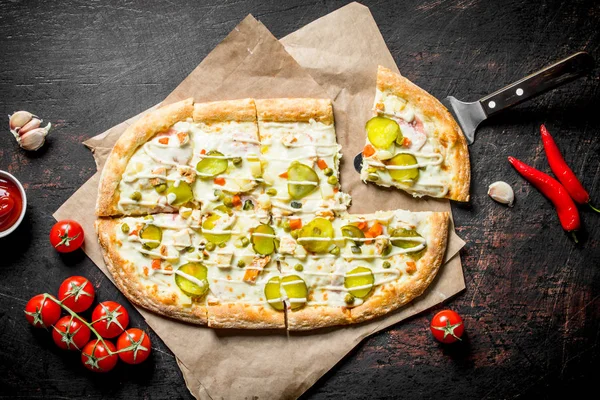 Fragrant vegetable pizza with crispy crust.