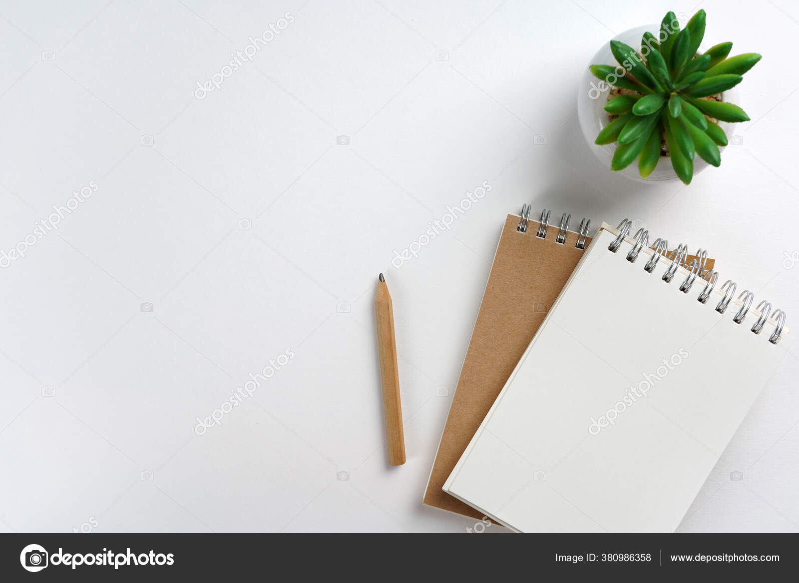 Notebook Craft Paper Pencil Green Plant Background Workspace Concept Stock Photo by ©AnnaGerasko 380986358