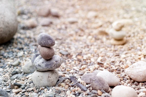 Steinhaufen Mit Sonnenlicht Japanischen Zen Garten Kopierraum Nahaufnahme — Stockfoto