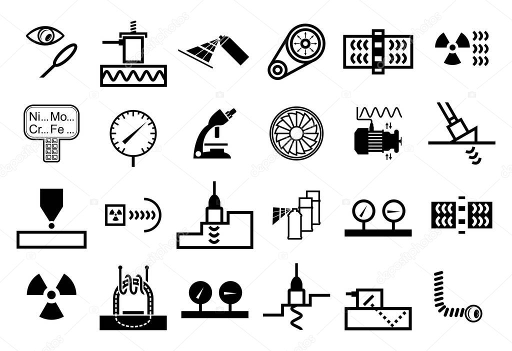 Set of vector icons of ndt methods