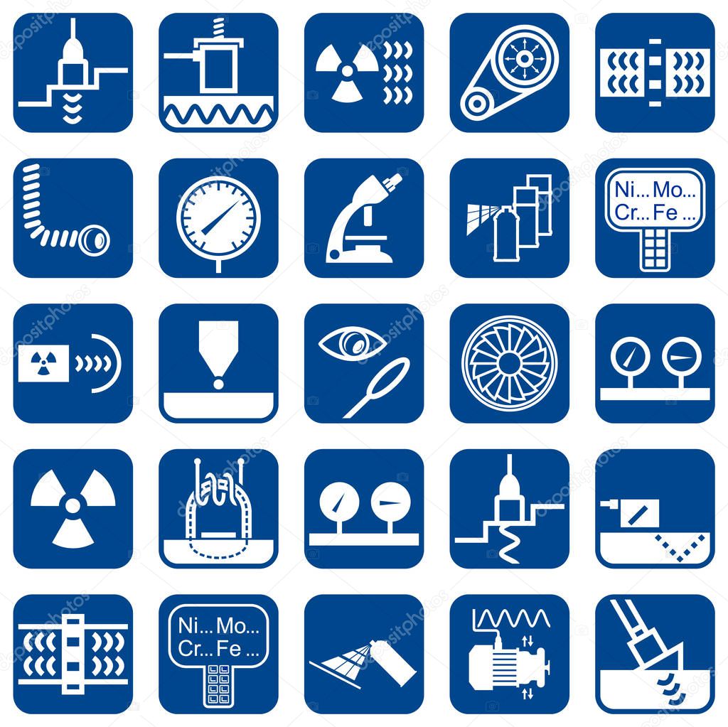 Set of vector flat design icons of ndt methods