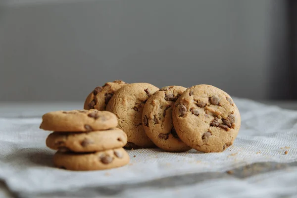 Brown cookies on the light gray textile background — Stock Photo, Image