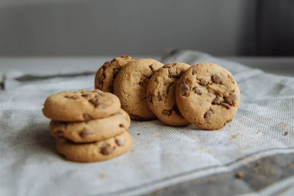 Brown cookies on the light gray textile background — Stock Photo, Image