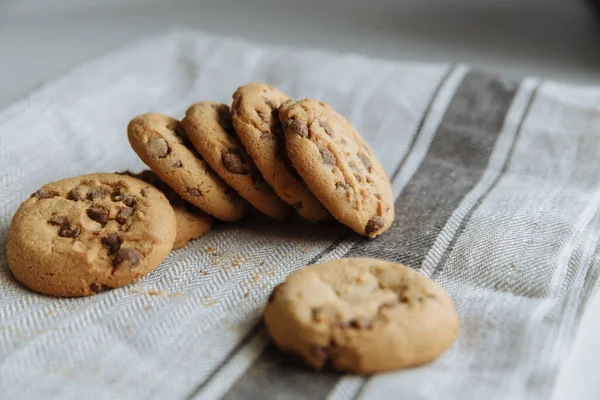 Brown cookies on the light gray textile background — Stock Photo, Image