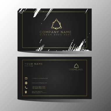 Lüks ve zarif siyah altın kartvizit şablonu siyah arka plan üzerine