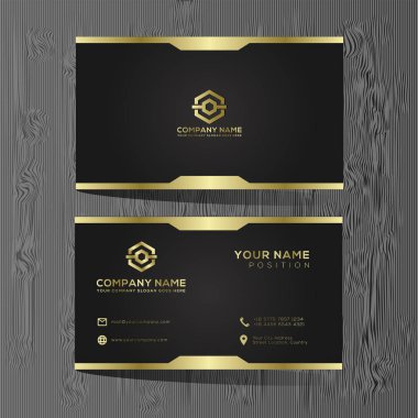 Lüks ve zarif siyah altın kartvizit şablonu siyah arka plan üzerine