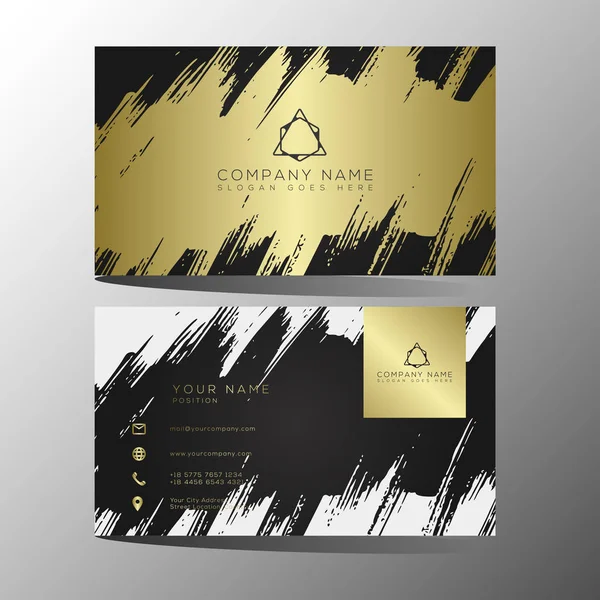 Luxury Business Card. Gold And Black Horizontal Business Card